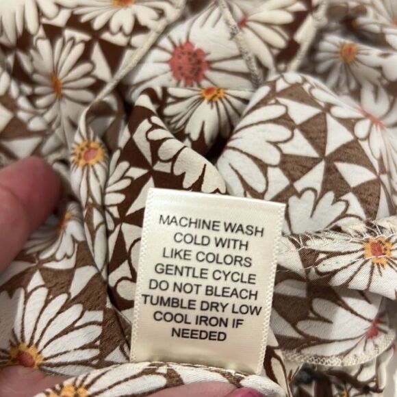 Altar’d State Brown and Ivory floral print wrap top mini dress size small NWT - Picture 14 of 15